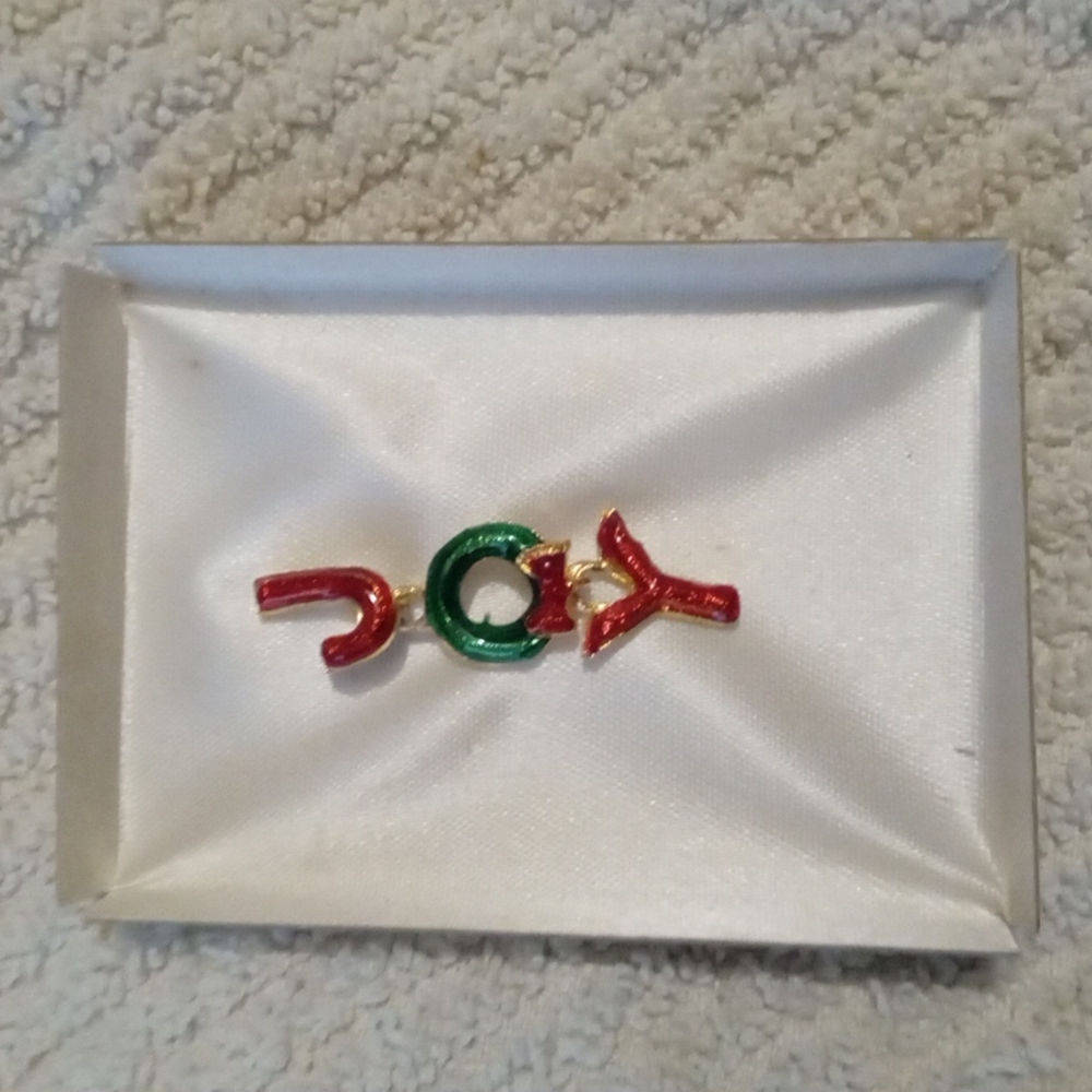 JOY Christmas Lapel Pin Vintage